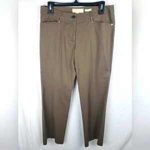 Michael Kors Brown Gramercy Fit Flat Front  Khakis Sz 6
